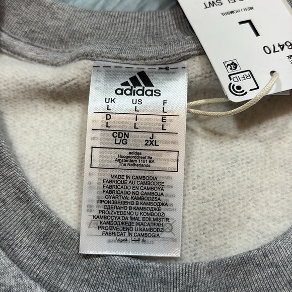 NWT Adidas Grey 3 Stripe Sweatshirt sz L - Picture 8 of 11